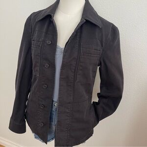 Armani Exchange AX Black Cotton Lightweight Jacket Women’s XS Pockets Button Up